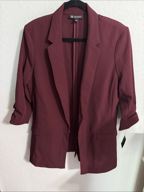 INC International Concepts Jackets & Blazers - INC International Concepts Women's Wine Open-Front Blazer